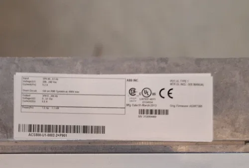 ABB VFD Motor Drive ACS800-U1-0002-2+P901 1.5 HP 208 - 240 VAC 2