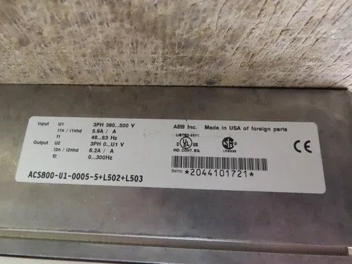 ABB ACS800-U1-0005-5+L502+L503 VFD 4HP 3KW 3 Phase - TEST REPORT + - V183 3