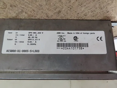 ABB ACS800-U1-0005-5+L503 VFD 4 KW 3HP 3 Phase - TEST REPORT + V180 3