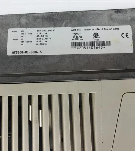 ABB ACS800-U1-0006-5 Variable Frequency Drive 380-500V 8.1A 3PH 48-63Hz 2