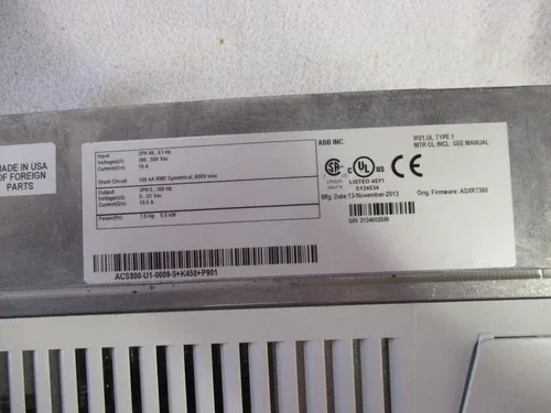 ABB ACS800 AC Drive 7.5HP 380-500V ACS800-U1-0009-5+K458+P901 4
