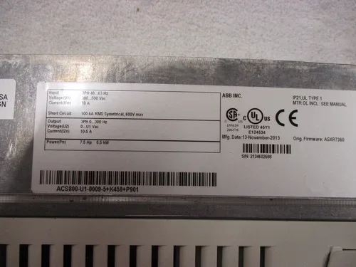 ABB ACS800 AC Drive 7.5HP 380-500V ACS800-U1-0009-5+K458+P901 3