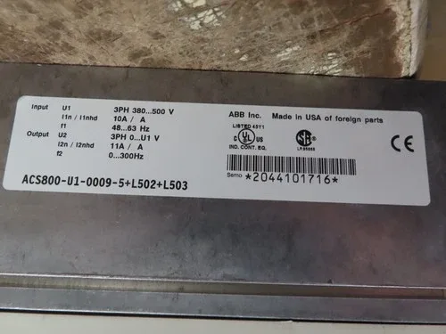 ABB ACS800-U1-0009-5+L502+L503 VFD 7.5HP 5.5 KW 3PH - TEST REPORT + - V181 3