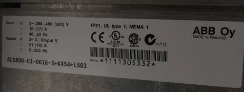 ABB Frequency Inverter ACS800-U1-0016-5+K454+L503 3