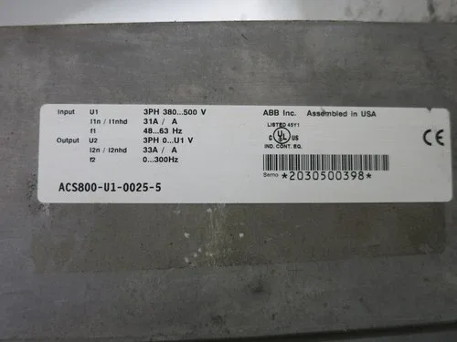 ABB ACS800-U1-0025-5 25 HP AC VS Drive ACS-800 480V VFD 380-500V 25HP ACS800 2
