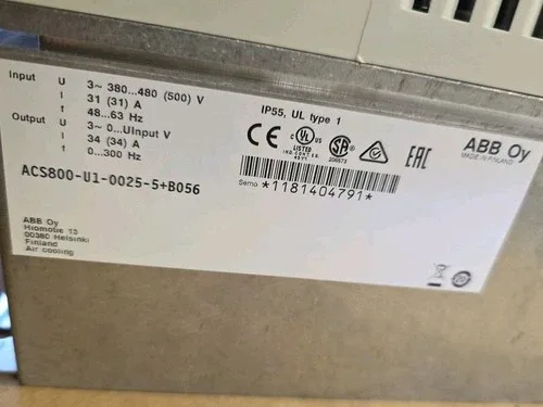 ABB 25hp Drive 31A ACS800-U1-0025-5+B056 4