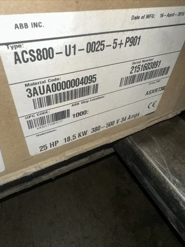ABB ACS800-U1-0025-5+P901 25HP Variable Frequency Speed AC Drive 34 Amp Unit 2