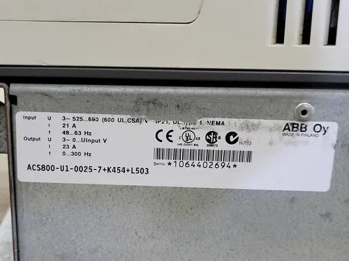 ABB GENTLY ACS800-U1-0025-7+K454+L503 20 hp 690 Volts 3-Phase VFD 2