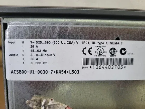 ABB ACS800-U1-0030-7+K454+L503 25 hp 600 Volt 3-ph VFD-Electrical 2