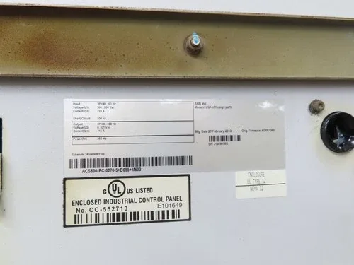 ABB ACS800-U4-0270-5+E210+P901 VFD Variable Speed Motor Drive 250Hp 480V 3Ph 3