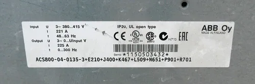 ABB ACS800-04-0135-3+E210+J400+K467+L509+N651+P901+R701 110kW Inverter 2