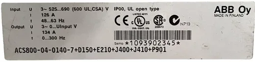 ABB ACS800-04-0140-7+D150+E210+J400+J410+P901 UMP 2