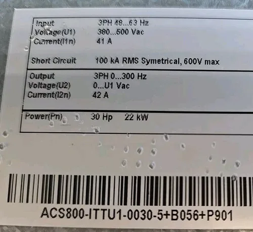 ABB ACS800-ITTU11-0030-5+B056+P901 30HP 3PH PUMPSMARTVariable Frequency Drive 2
