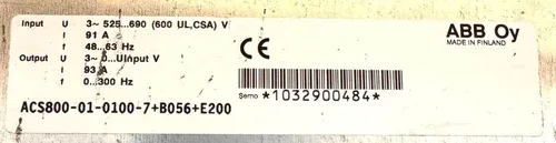 ABB ACS800-01-0100-7+B056+E200 90kW 3 ~ 525 690V Inverter +Panel - / Attn.2 3