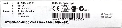 ABB ACS800-04-0400-3+E210+K454+L509+N651 315kW 602A Frequency Converter 4