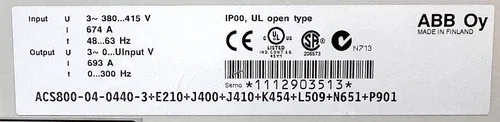 ABB ACS800-04-0440-3+E210+J400+J410+K454+L509+N651+P901 355kW 693A 4