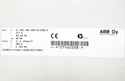 ABB ACS800-07-0440-7+E205+E210+P901 Inverter 525 690V 396A +CDP-312R 3
