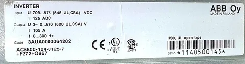 ABB Oy ACS800-104-0125-7 ACS800-104-0125-7+F272+Q967 Frequency Converter 3