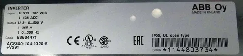 ABB ACS800-104 ACS800-104-0320-5+V991 365A Inverter 3