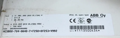 ABB ACS800-704-0640-7+F250+0F253+V992 Rectifier 2