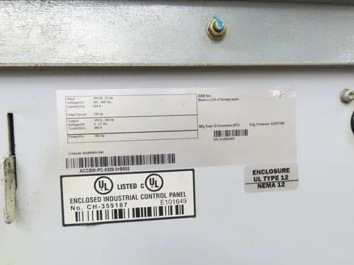 ABB ACS800-PC-0320-5+B055 VFD Variable Speed AC Drive 350Hp 480V 3Ph Cabinet 3