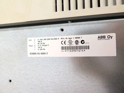 ABB ACS800-U1-0205-7 VFD Motor AC Drive 200 HP 3Ph 525-690V 188A 2