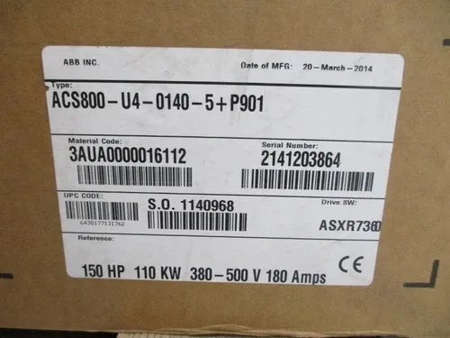 ABB ACS800-U4-0140-5+P901 380-500VAC 180A 3