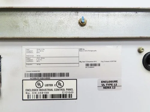 ABB ACS800-U4-0320-5+E210+P901 VFD Variable Speed AC Drive 350Hp 480V 3Ph 3