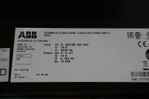 ABB ACS880-01-014A-5+K454+L503+L537+P904+Q971+R701 3