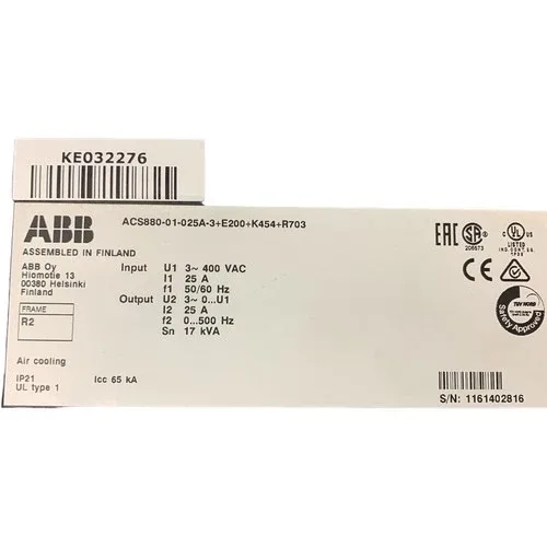 ABB ACS880-01-025A-3+E200+K454+R703 Frequency Inverter 17KVA 2
