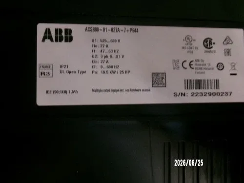 ABB VFD 27A 525-690V FRAME R3 with COVER ACS880-01-027A-7+P944 4