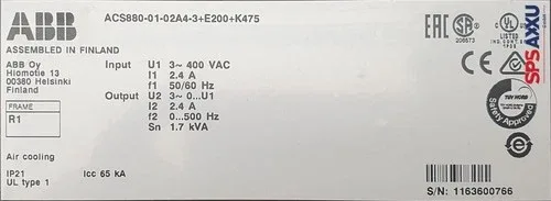 ABB ACS880-01-02A4-3+E200+K454 Variable Frequency Drive 3