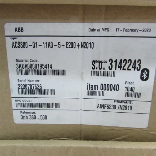 ABB ACS880-01-11A0-5+E200+N2010 VFD 3ph/380-500V/7.5hp MAKE OFFER 2