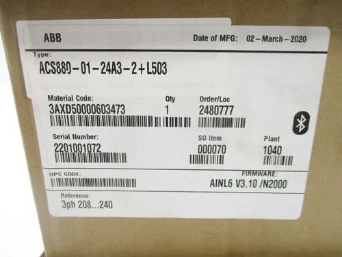 ABB ACS880-01-24A3-2+L503 F/W 3.10 DATE 2020