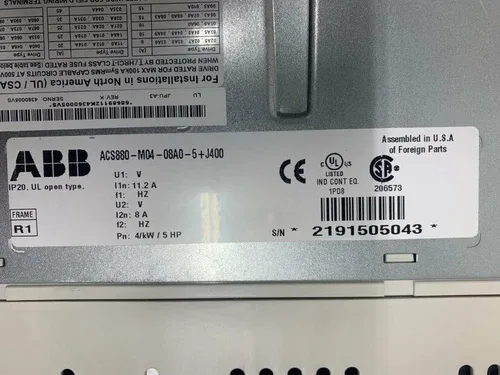 ABB Surplus Variable Frequency Drive ACS880-M04-08A0-5+J400 4