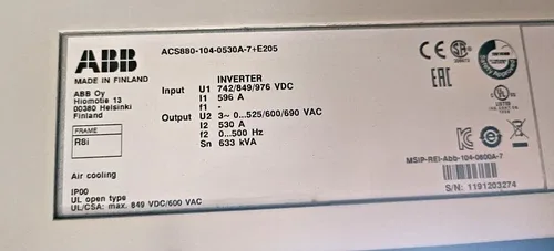 ABB ACS880-104-0530A-7+E205 VARIABLE FREQUENCY DRIVE 530AMP 2