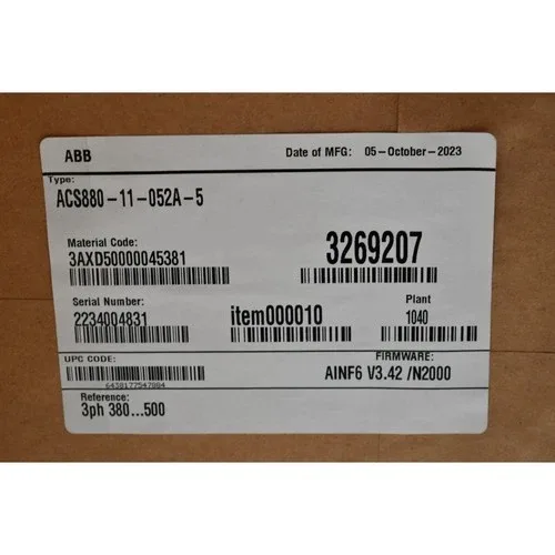 ABB ACS880-11-052A-5 Regenerative AC Industrial VFD Drive 40HP 52A 3AXD50000
