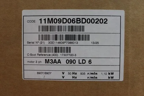 ABB M3aa 090 Ld 6 3 ~ Electric Motor 1.1kw 935 1/min M3aa090ld6 Unused 2