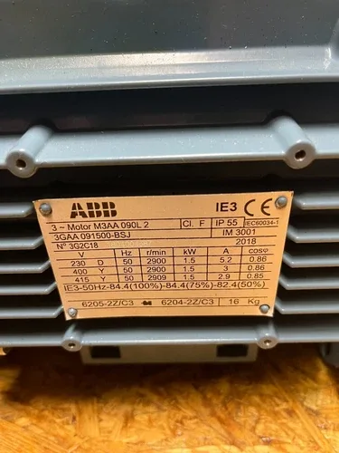 ABB 3 Engine M3AA 090L 2 / 3GAA 091500-BSJ 1.5KW 2