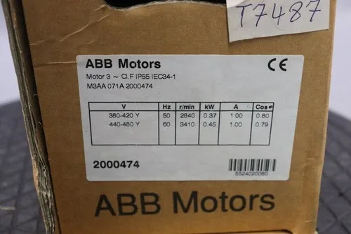 ABB M3AA-071A-2000474 electric motor 0.37kW 2840 r/min 3