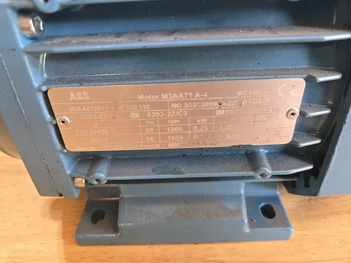 ABB MOTOR M3AA71 A-4 230 D/400 Y 25KW 50/60HZ 1365/1685 RPM 2