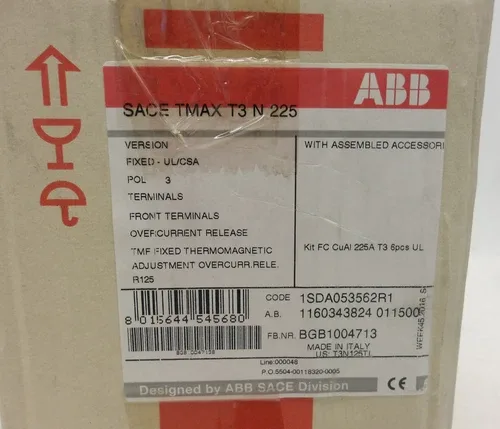 ABB SACE TMAX T3N 225 125 AMP CIRCUIT BREAKER 3 POLE AC/DC P/N 1SDA053562R1 4