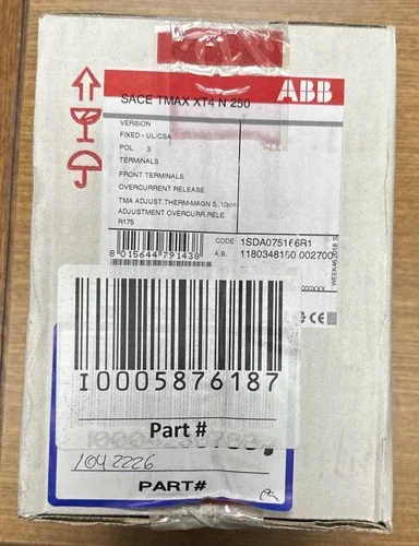 ABB SACE TMAX XT4 N 250 3P 250A 600VAC 500VDC CIRCUIT BREAKER -