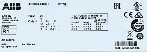 ABB ACS380 ACS380-040C-04A0-4 - N Drive 3