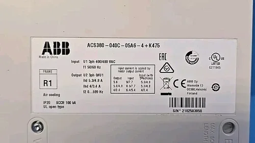 ABB ACS380-040C-05A6-4+K475 2HP 3Ph 480V AC Drive 2