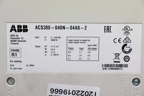ABB Acs380 Acs380-040n-04a8-2 Frequency Converter Unused 4