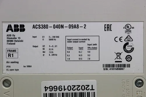 ABB ACS380-040N-09A8-2 Variable Frequency Drive Unused 2