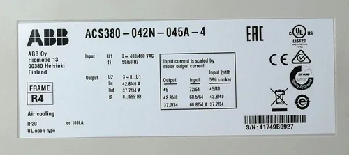 ABB ACS380-042N-045A-4 LV AC Machinery Drive Module 22kW - Unused/Attn 2
