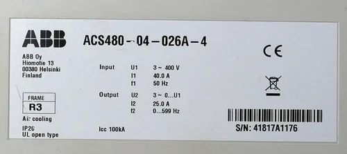 ABB ACS480-04-026A-4 11kW Frequency Inverter - Unused/Attn 2