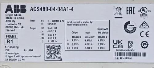 ABB ACS480-04-04A1-4 1.5KW (2HP) 440V 3